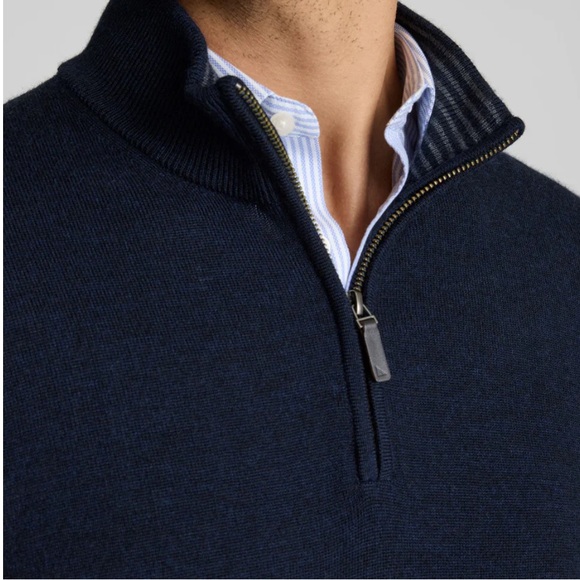 Untuckit Merino Wool Quarter-Zip Sweater Navy Large - Picture 3 of 8